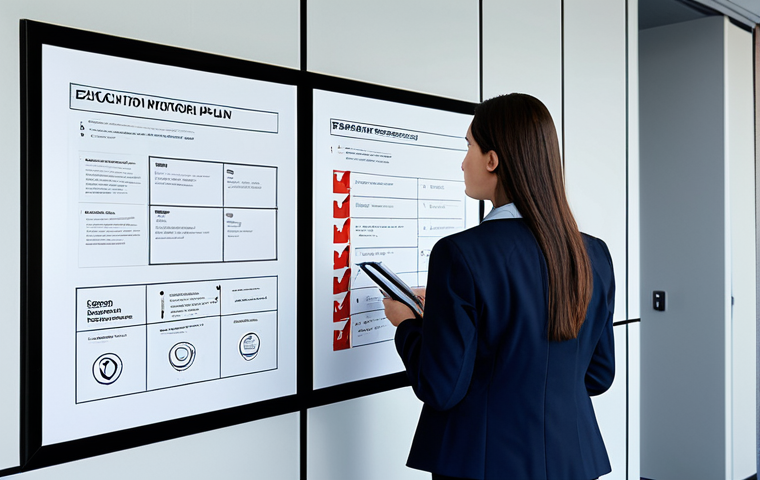 **

"A calm woman in a professional business suit, fully clothed, is studying an evacuation plan posted on a wall in a modern office building. The plan is clearly visible with exit routes marked. Safe for work, appropriate content, perfect anatomy, professional setting, high quality."

**