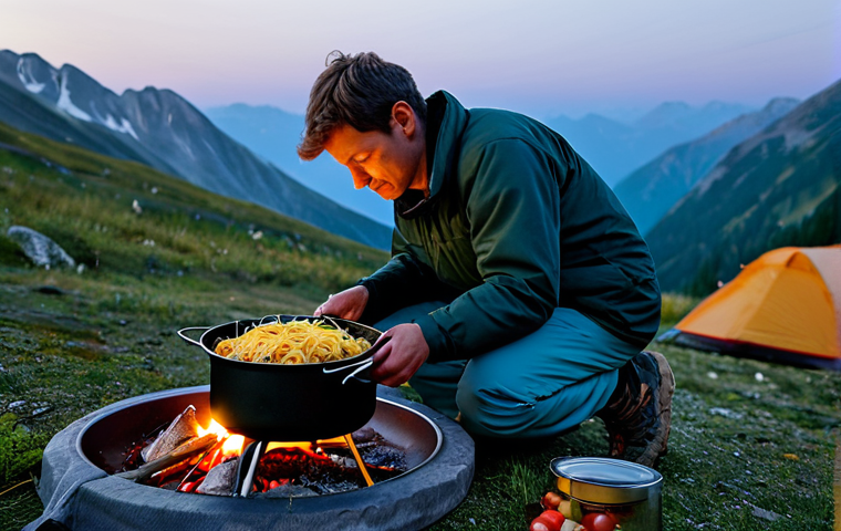 고산지대 생존법 - Properly Equipped Hiker**

"A fully clothed hiker, seen from the waist up, checking a map and compas...