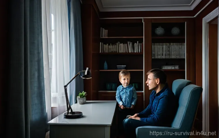 긴급 대피 절차 - **Prompt 1: Calmness Amidst Uncertainty**
    "A Russian family of three (father, mother, and a youn...