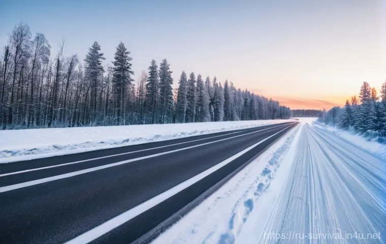 겨울철 도로 사고 대처법 - Here are three image generation prompts in English, detailing various aspects of winter driving in R...