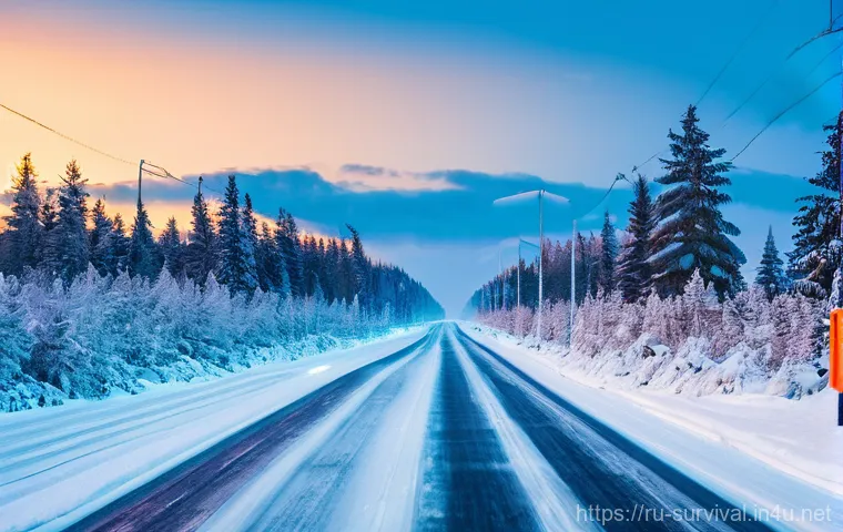 겨울철 도로 사고 대처법 - Here are three image generation prompts in English, detailing various aspects of winter driving in R...