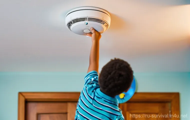 재난 발생 시 가정용 화재 대처법 - **Prompt 1: Calm Family Evacuation from Smoke-Filled Apartment**
    A family, consisting of a mothe...