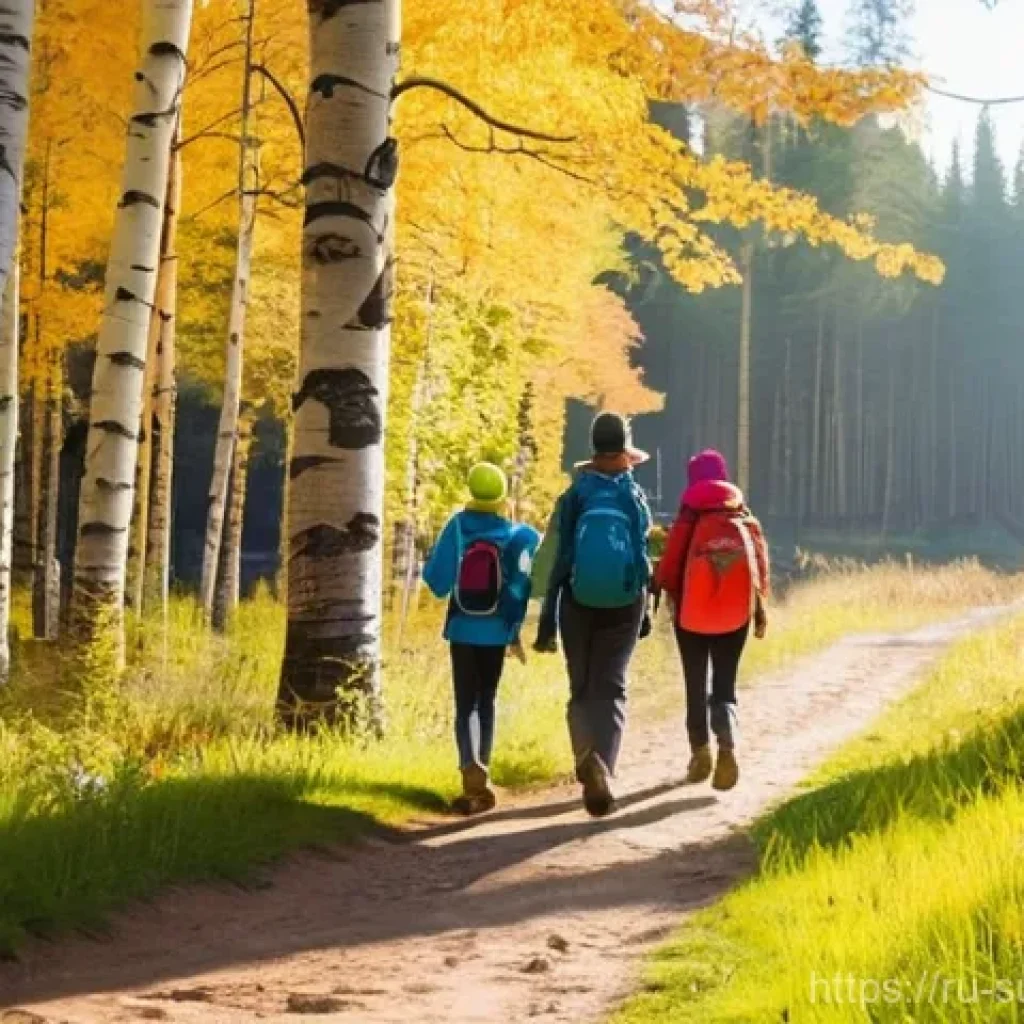 위험한 동물 피하는 법 - **Prompt:** A small family (two adults, one child around 8-10 years old) enjoying a safe and adventu...