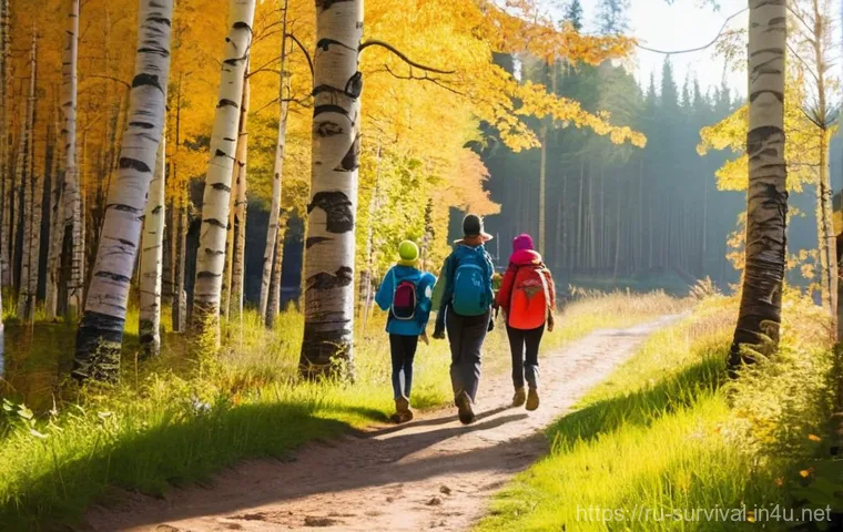 위험한 동물 피하는 법 - **Prompt:** A small family (two adults, one child around 8-10 years old) enjoying a safe and adventu...