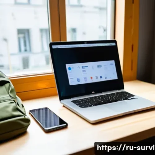 재난 생존 물품 구입처 - **Prompt:** A young adult, around 25 years old, sits comfortably at a desk in a modern Russian apart...