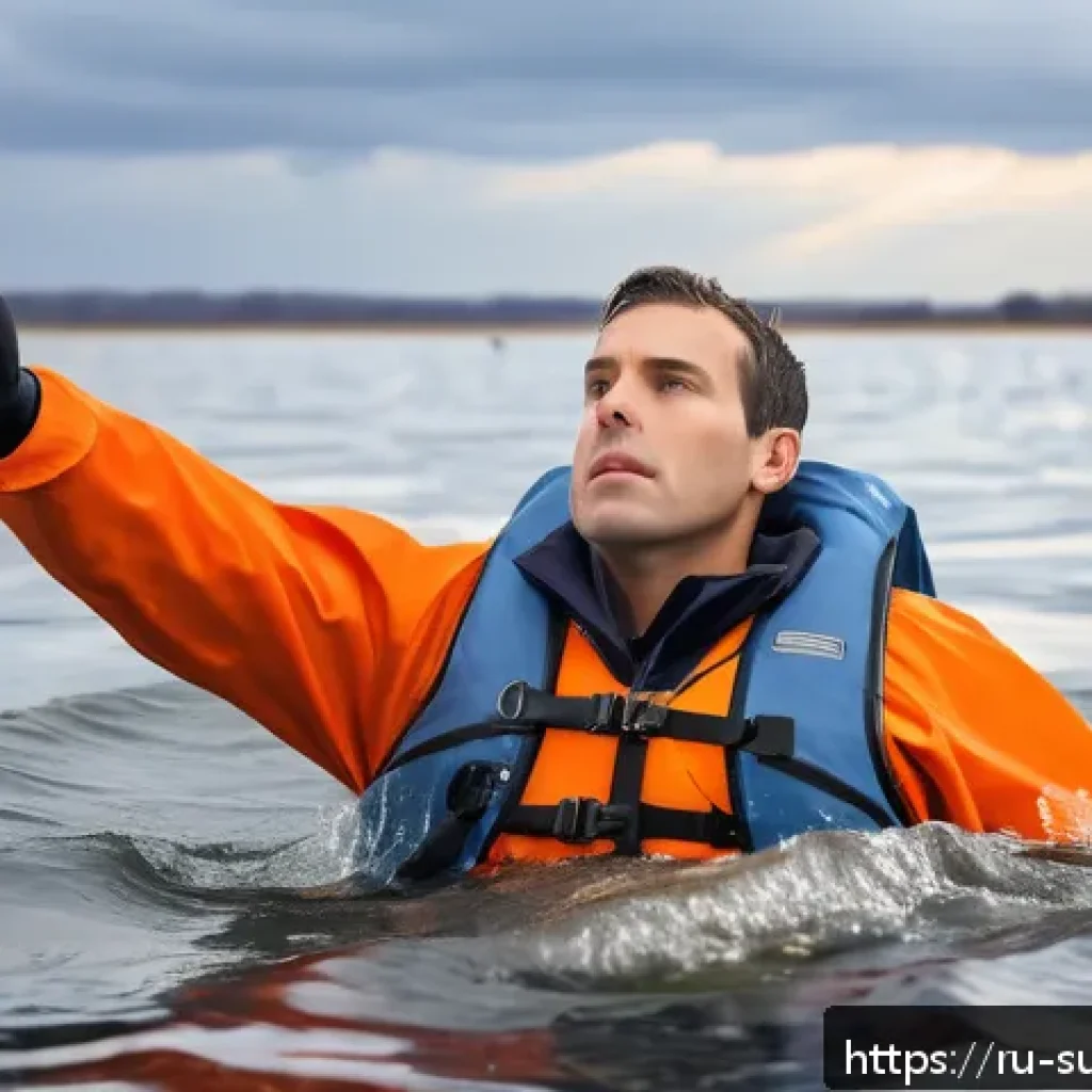 보트 사고 생존법 - A calm and composed adult male swimmer floating on his back in cold water after a capsized boat acci...